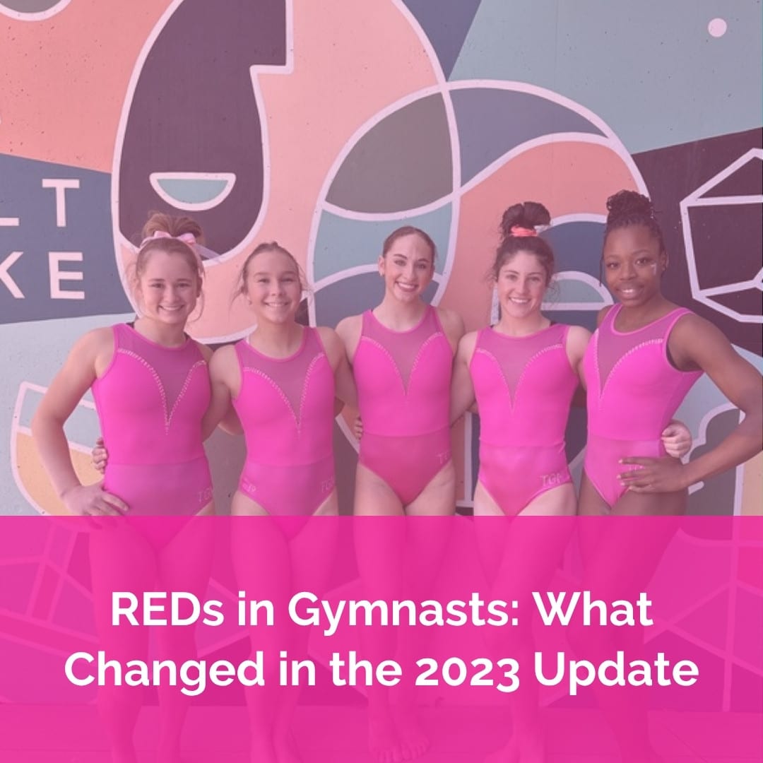 REDs in gymnasts: The Gymnast Nutritionist ambassadors in pink leos